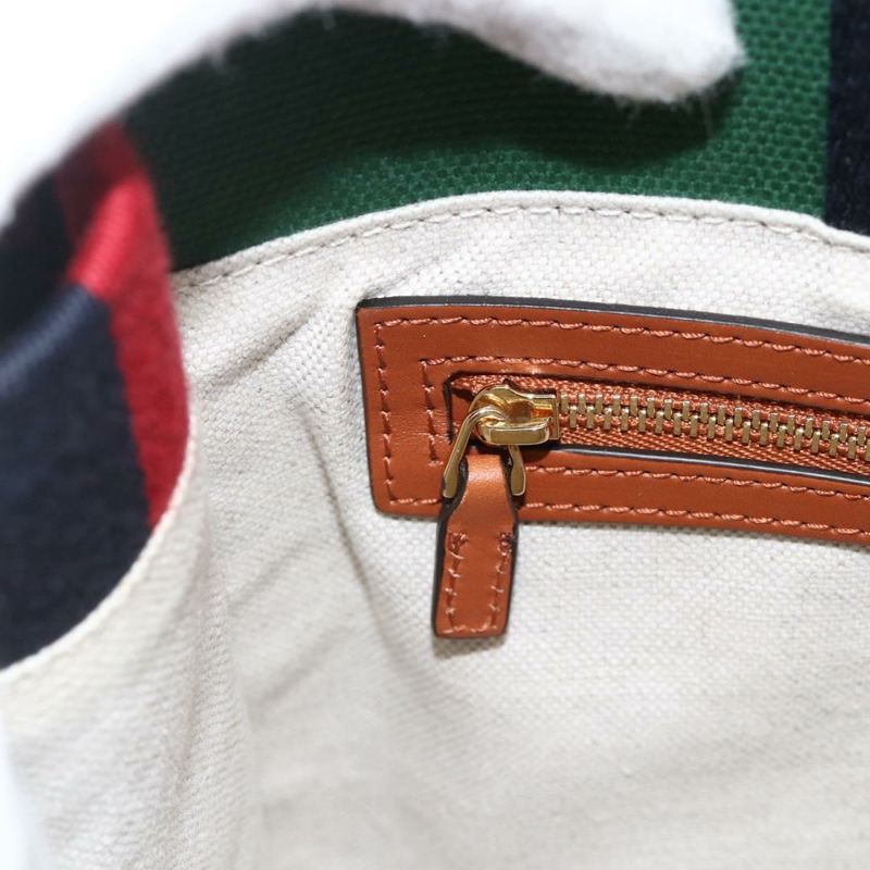 【日本直送】GUCCI Sherry Line 手袋 帆布 兩用 綠色 金 紅色 727728 正品 YKZ1033M-20