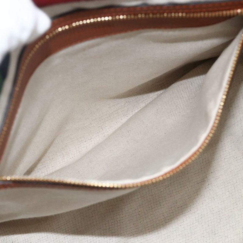 【日本直送】GUCCI Sherry Line 手袋 帆布 兩用 綠色 金 紅色 727728 正品 YKZ1033M-21