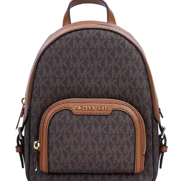 快速出貨!【Michael Kors】牛皮拼接老花防刮皮革後背包-咖啡焦糖-0