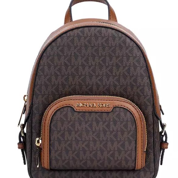 快速出貨!【Michael Kors】牛皮拼接老花防刮皮革後背包-咖啡焦糖-2