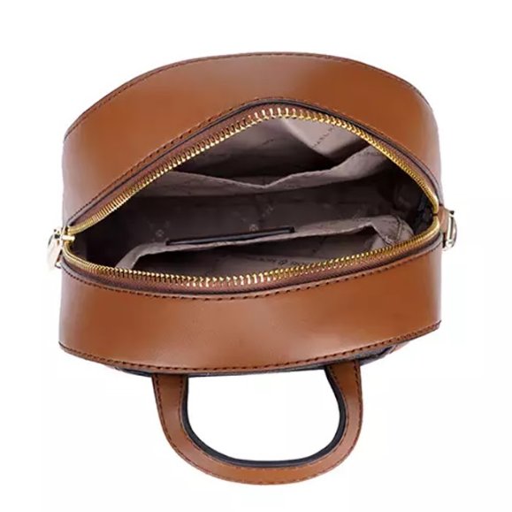 快速出貨!【Michael Kors】牛皮拼接老花防刮皮革後背包-咖啡焦糖-3