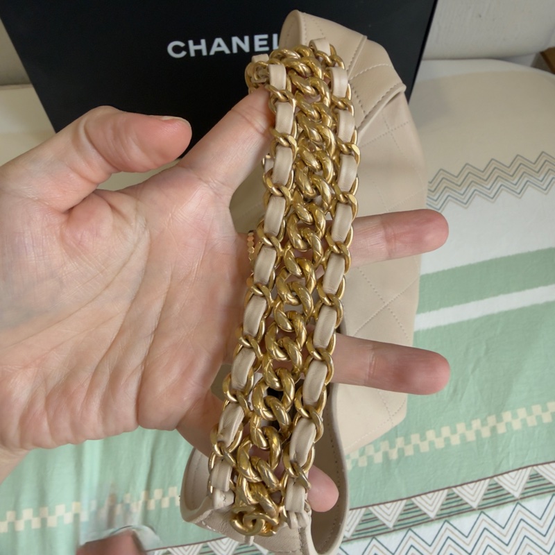 Chanel 25P Hobo Beige 肩背流浪包 米色/奶茶色-6