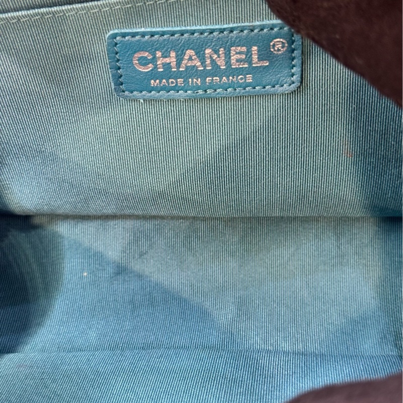 99新 香奈兒/Chanel Leboy中號 天藍色羊皮銀色金屬-7