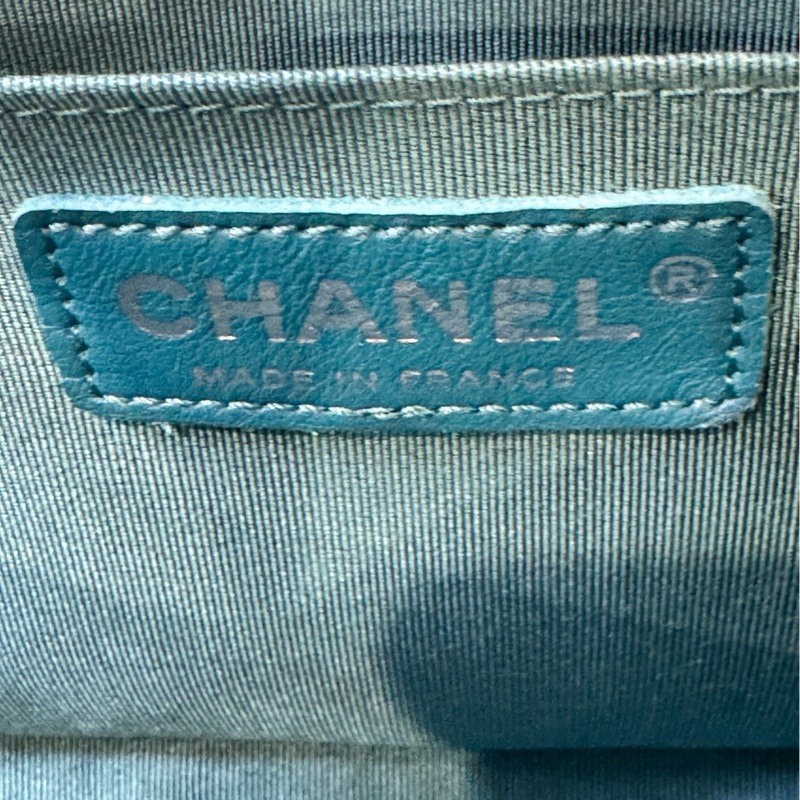 99新 香奈兒/Chanel Leboy中號 天藍色羊皮銀色金屬-8