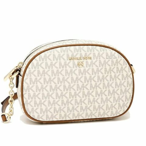 快速出貨！【Michael Kors】PVC防刮皮革鍊條斜背包-香草白