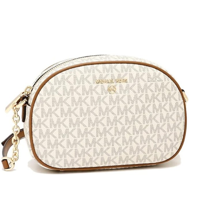 快速出貨!【Michael Kors】PVC防刮皮革鍊條斜背包-香草白-0