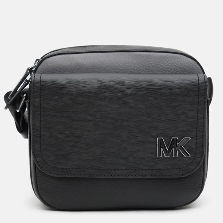 快速出貨!【Michael Kors】防刮皮革素色斜背包-黑-0