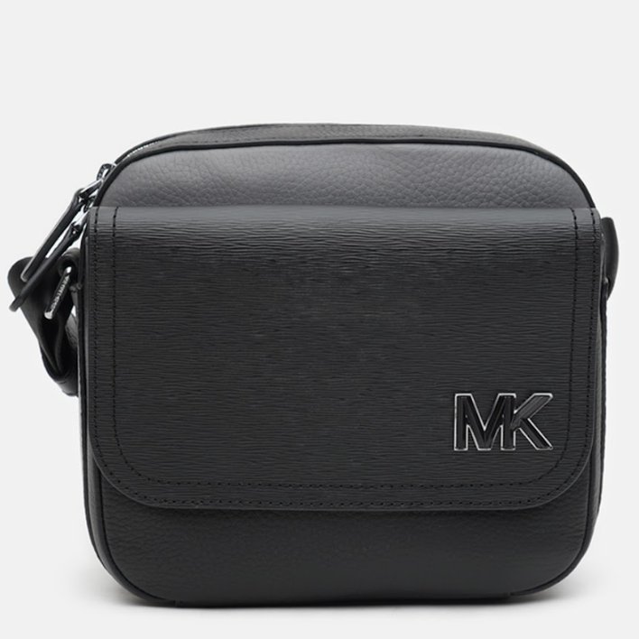 快速出貨!【Michael Kors】防刮皮革素色斜背包-黑-2