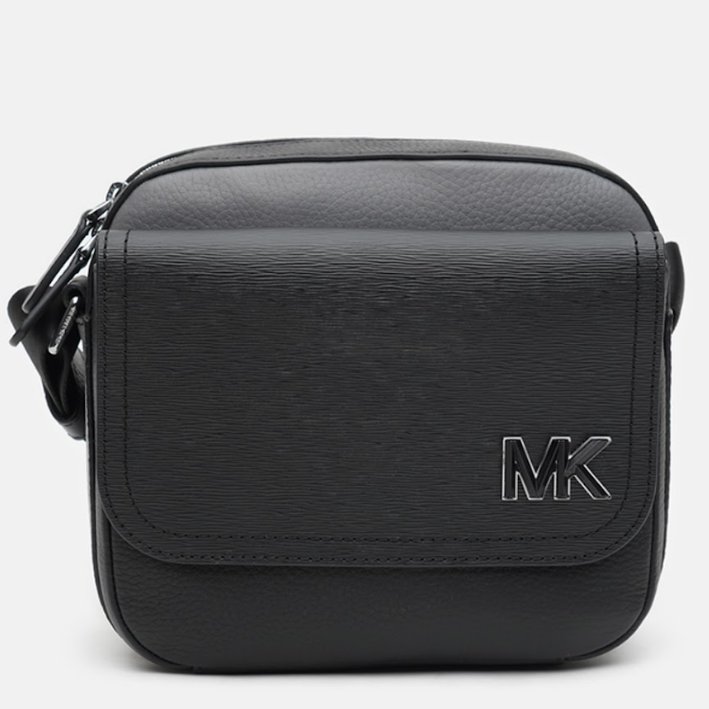 快速出貨!【Michael Kors】防刮皮革素色斜背包-黑-4