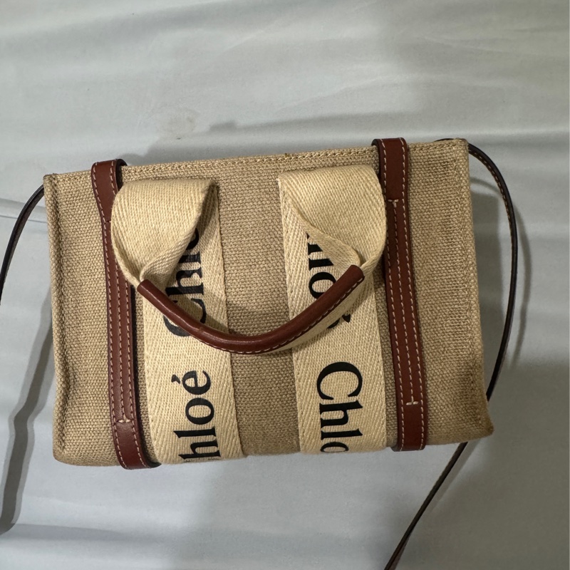 Chloe 迷你 帆布肩背包 (棕色) MINI CABAS WOODY TOTE-0