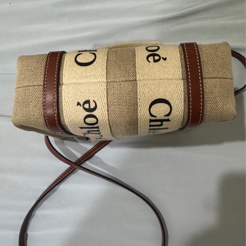 Chloe 迷你 帆布肩背包 (棕色) MINI CABAS WOODY TOTE-7
