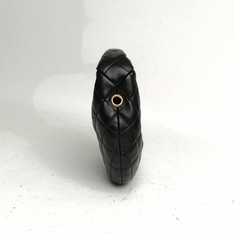 SAINT LAURENT 黑色羊皮金扣Icarinobaby小號呼啦圈手拎包單肩包-1