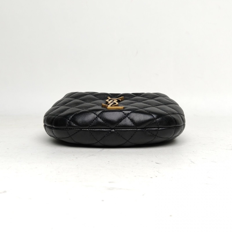 SAINT LAURENT 黑色羊皮金扣Icarinobaby小號呼啦圈手拎包單肩包-3