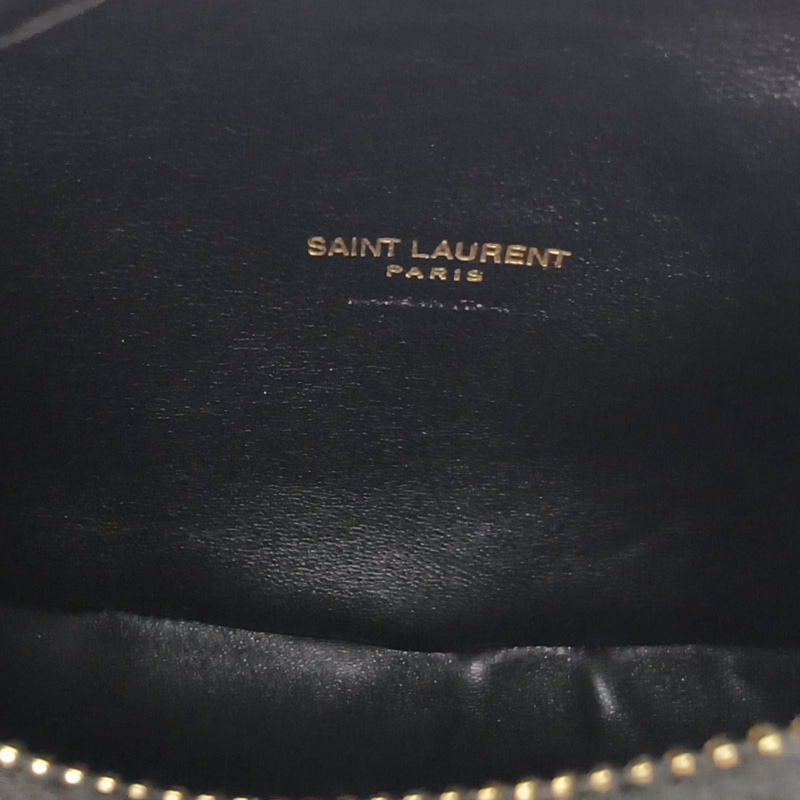 SAINT LAURENT 黑色羊皮金扣Icarinobaby小號呼啦圈手拎包單肩包-5