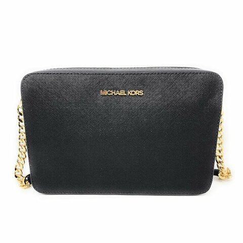 快速出貨！【Michael Kors】防刮皮革素色鍊條斜背包-黑