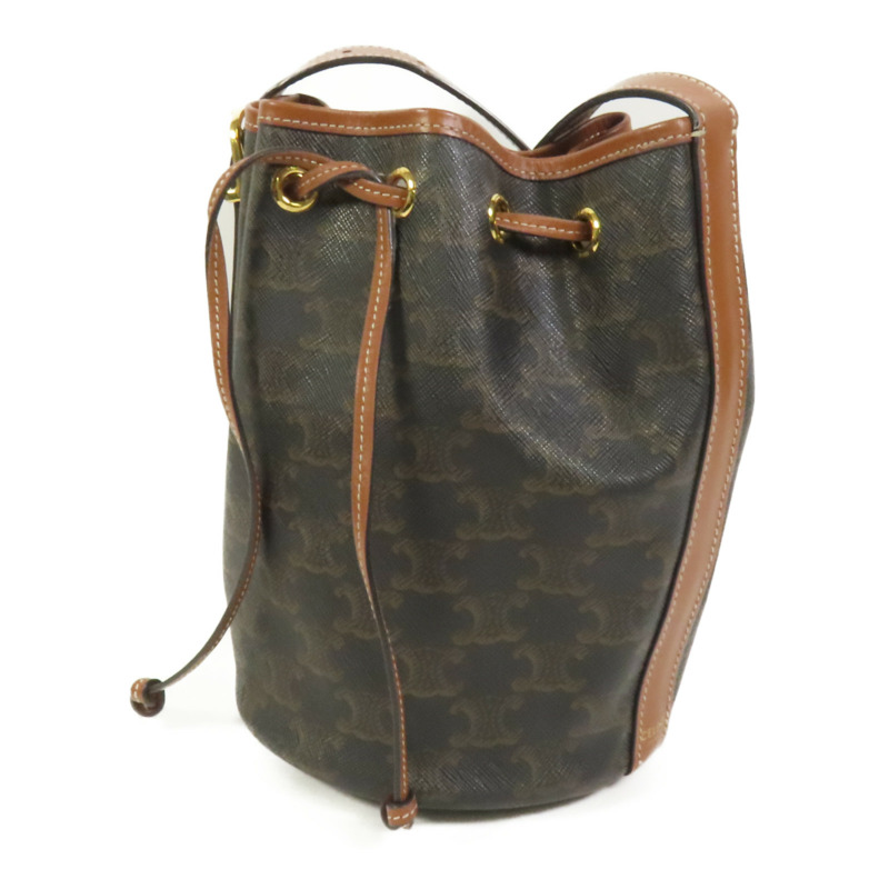 CELINE 塗層帆布Triomphe Drawstring Small bucket肩背袋-2