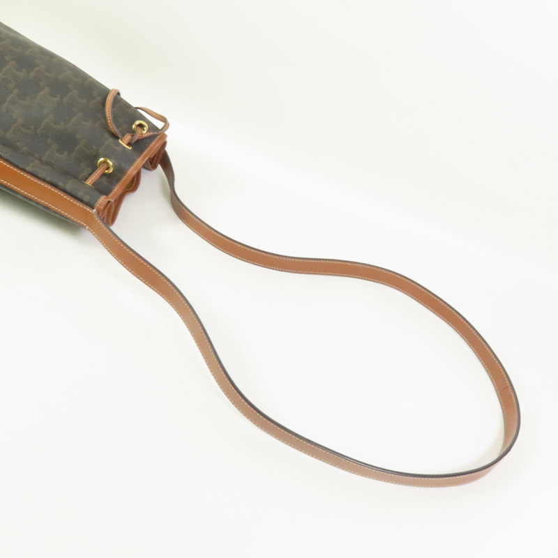 CELINE 塗層帆布Triomphe Drawstring Small bucket肩背袋-5