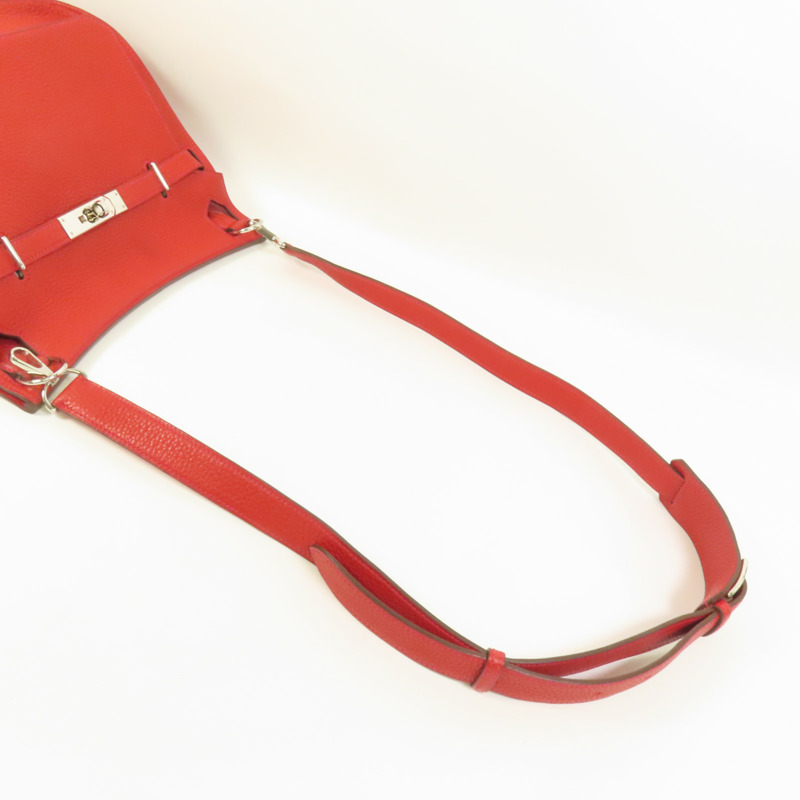 HERMES Clemence皮革Jypsiere 28肩背袋Rouge Casaque-4