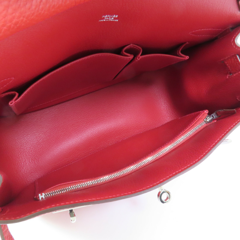 HERMES Clemence皮革Jypsiere 28肩背袋Rouge Casaque-5