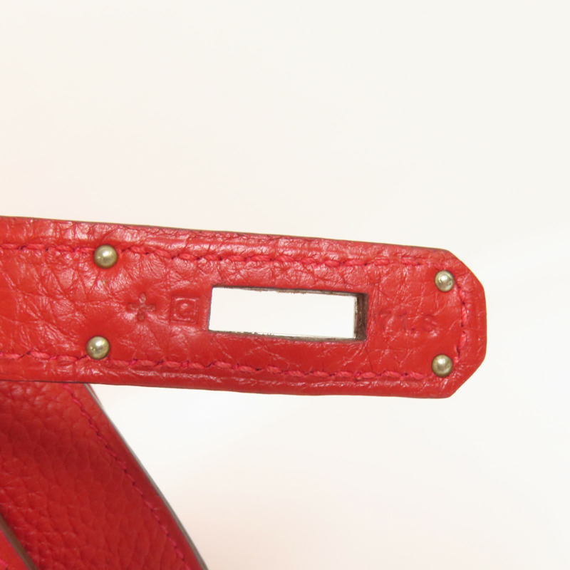 HERMES Clemence皮革Jypsiere 28肩背袋Rouge Casaque-9