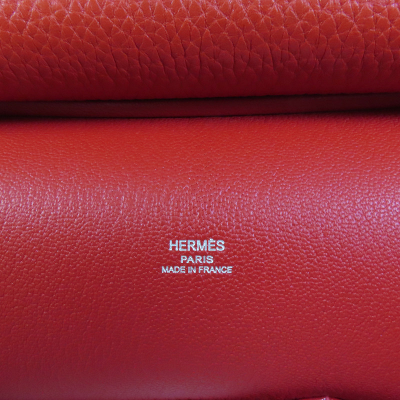 HERMES Clemence皮革Jypsiere 28肩背袋Rouge Casaque-10