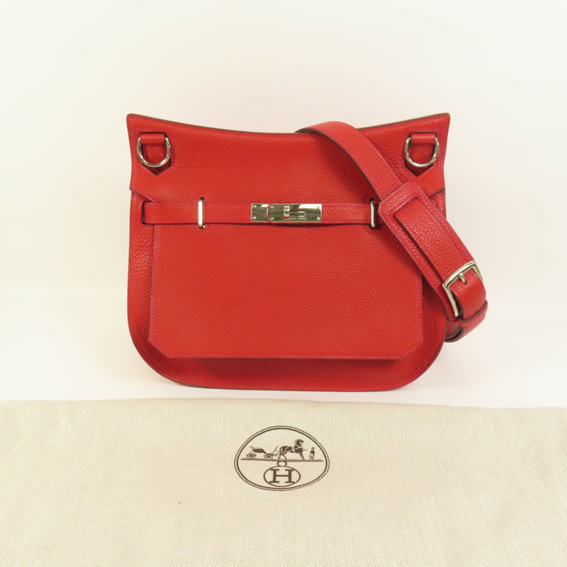 HERMES Clemence皮革Jypsiere 28肩背袋Rouge Casaque-11