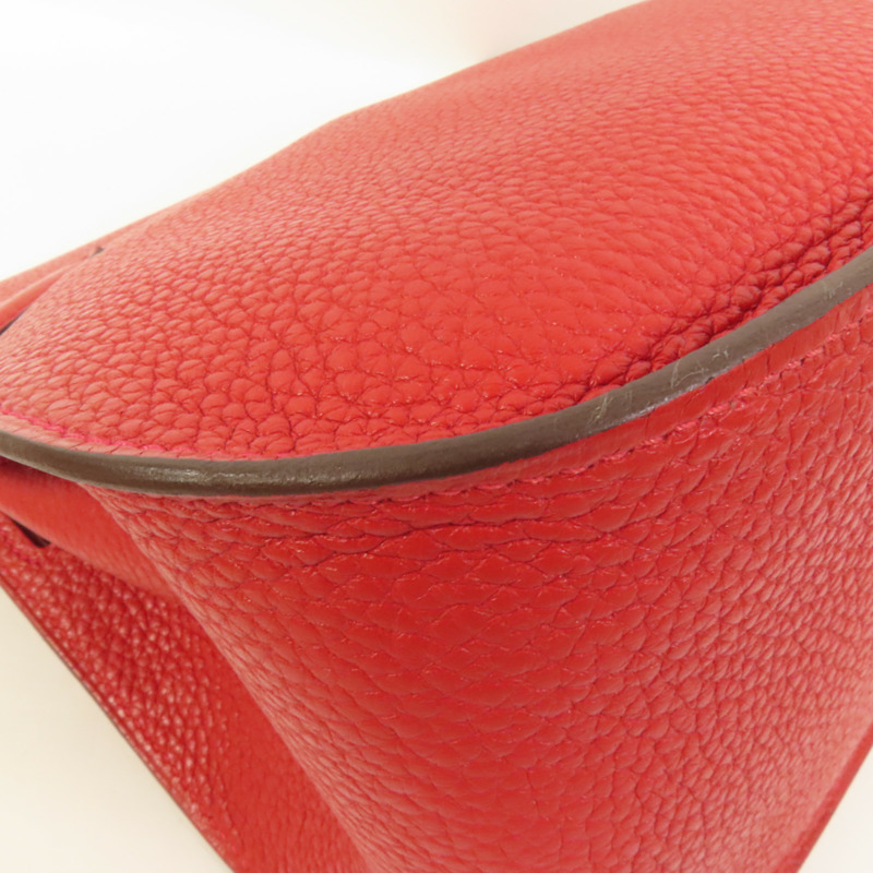 HERMES Clemence皮革Jypsiere 28肩背袋Rouge Casaque-12