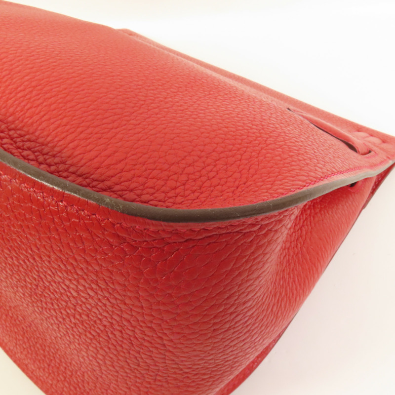 HERMES Clemence皮革Jypsiere 28肩背袋Rouge Casaque-13
