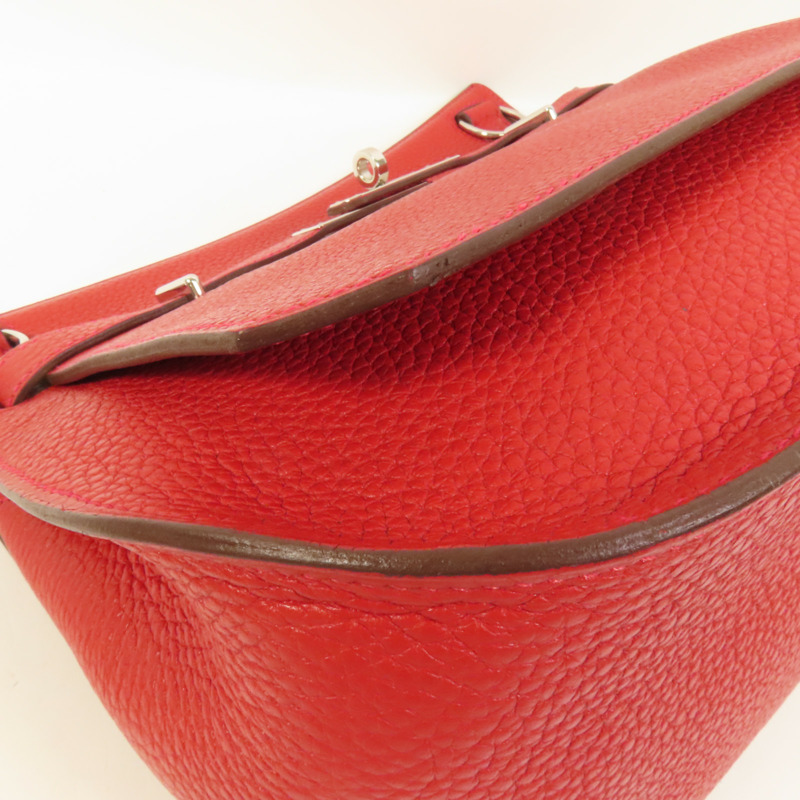 HERMES Clemence皮革Jypsiere 28肩背袋Rouge Casaque-15