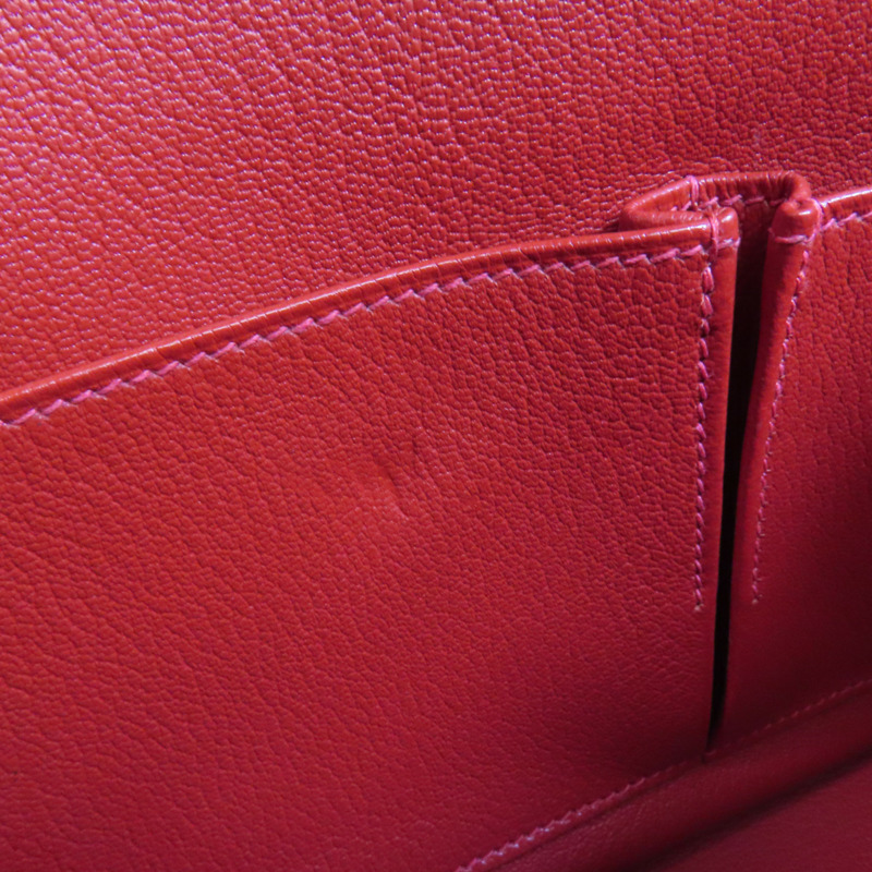 HERMES Clemence皮革Jypsiere 28肩背袋Rouge Casaque-16