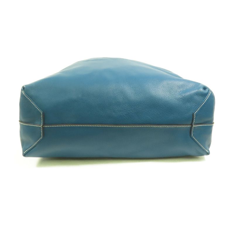 HERMES Clemence皮革Double Sens 45手挽袋Etain/Bleu Izmir-3
