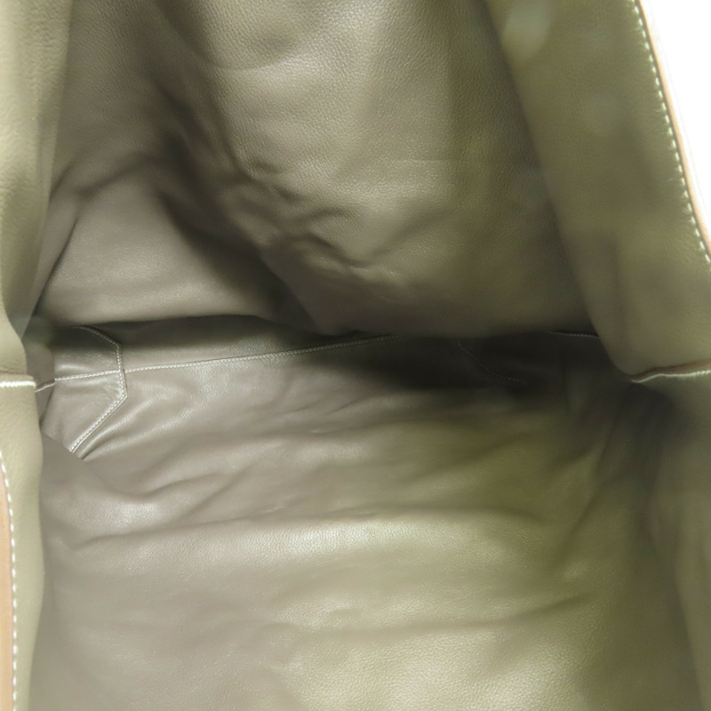 HERMES Clemence皮革Double Sens 45手挽袋Etain/Bleu Izmir-4