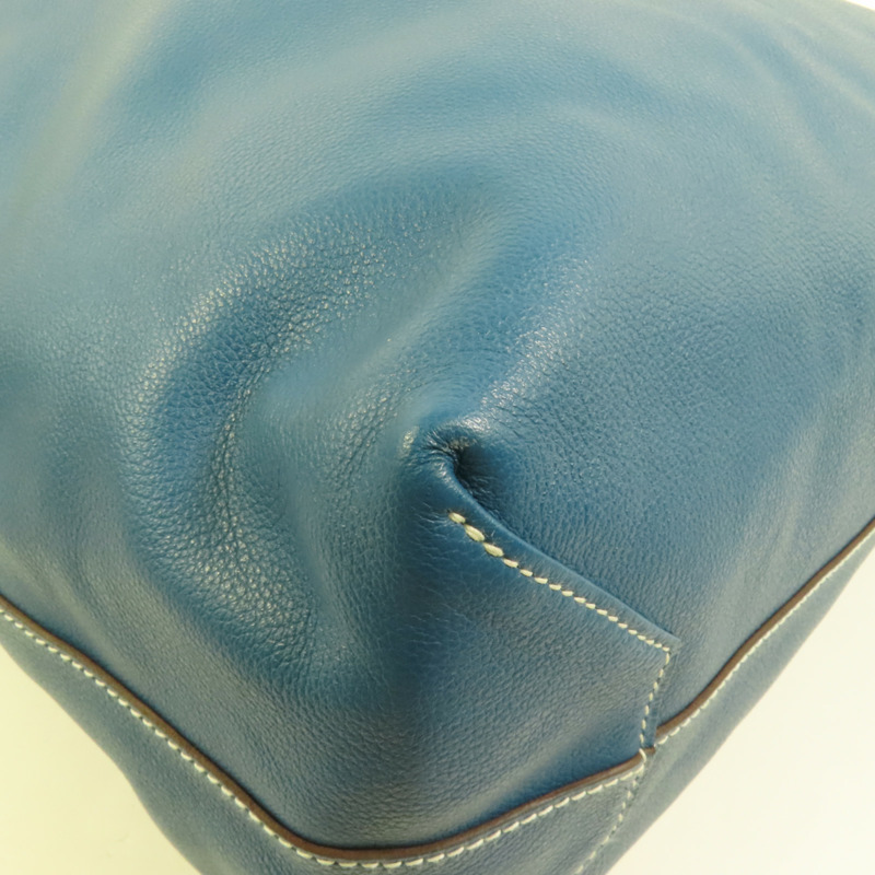 HERMES Clemence皮革Double Sens 45手挽袋Etain/Bleu Izmir-9