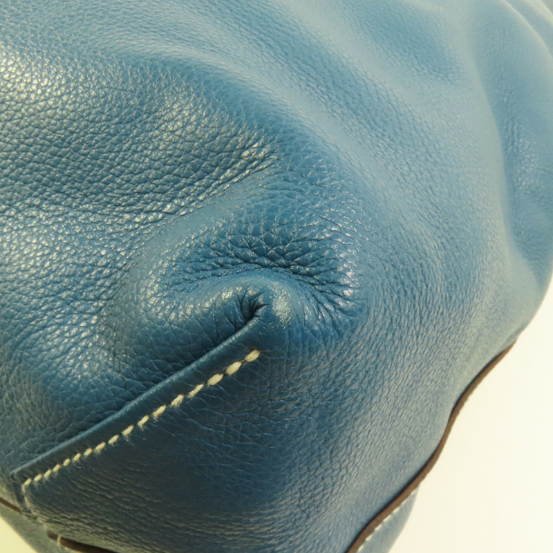 HERMES Clemence皮革Double Sens 45手挽袋Etain/Bleu Izmir-10