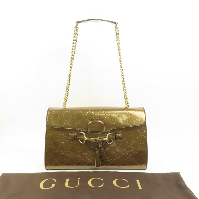 GUCCI 漆皮皮革Emily肩背袋-10