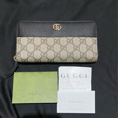 Gucci經典老花金釦長夾（附台灣購證）