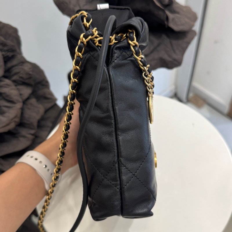 香奈兒/Chanel 22bag mini黑金垃圾袋鏈條包-2