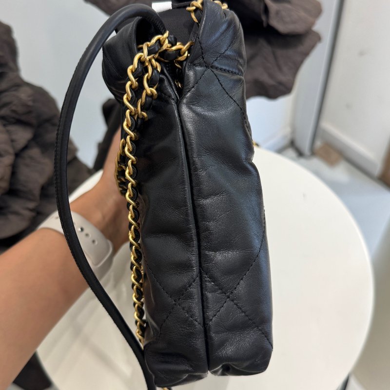香奈兒/Chanel 22bag mini黑金垃圾袋鏈條包-3