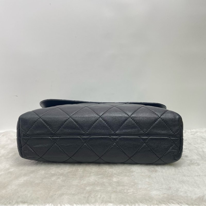 香奈兒/Chanel 黑銀菱格紋牛皮大號機場包-7