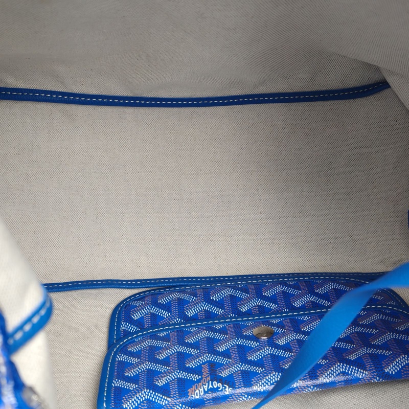 GOYARD BohemeHoboBag子母腋下包藍色PVC銀扣-4