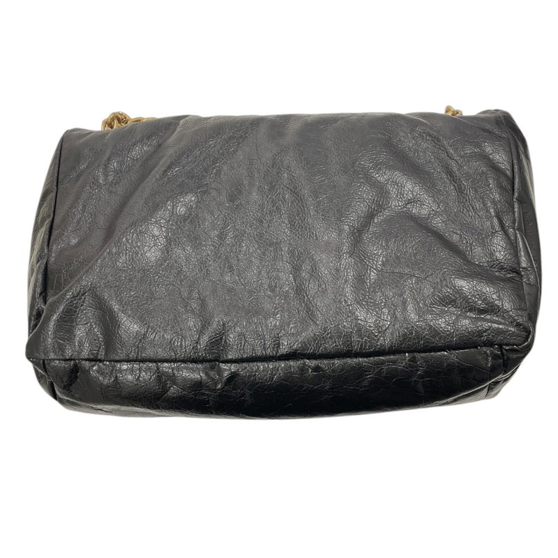 BALENCIAGA 巴黎世家 765945 MONACO MEDIUM 鍊條肩背包 中號 皮革 黑色 金釦-2