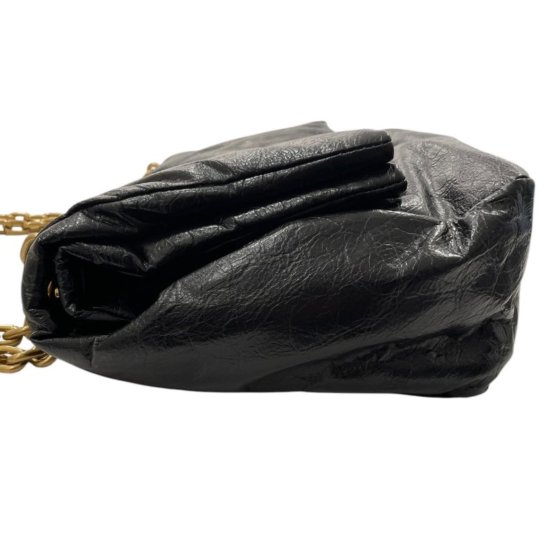 BALENCIAGA 巴黎世家 765945 MONACO MEDIUM 鍊條肩背包 中號 皮革 黑色 金釦-3