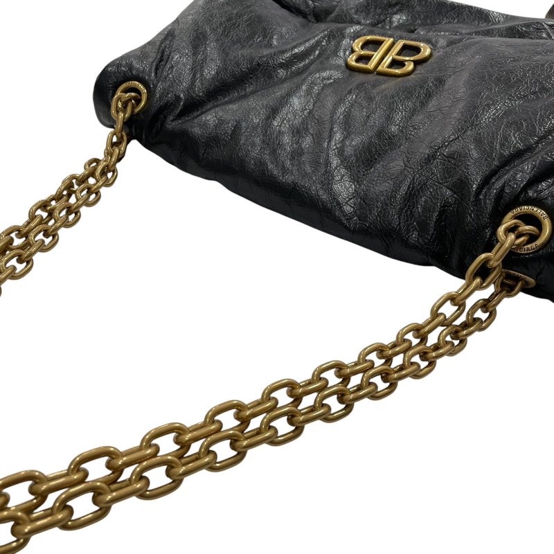 BALENCIAGA 巴黎世家 765945 MONACO MEDIUM 鍊條肩背包 中號 皮革 黑色 金釦-10