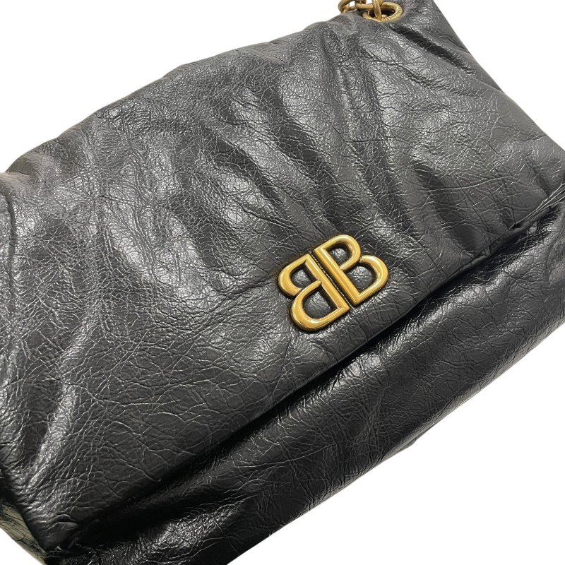 BALENCIAGA 巴黎世家 765945 MONACO MEDIUM 鍊條肩背包 中號 皮革 黑色 金釦-11