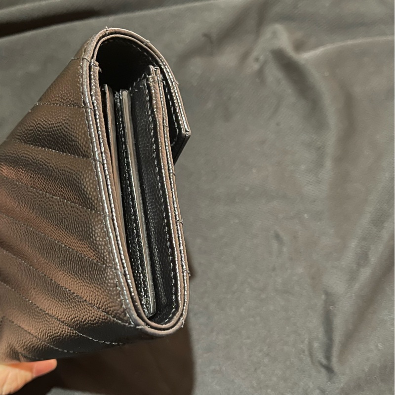 YSL聖羅蘭SAINT LAURENT 金釦荔枝皮長夾-2