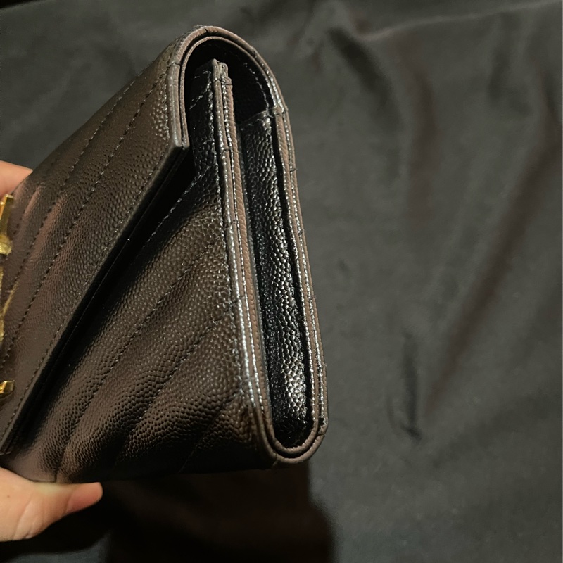 YSL聖羅蘭SAINT LAURENT 金釦荔枝皮長夾-3