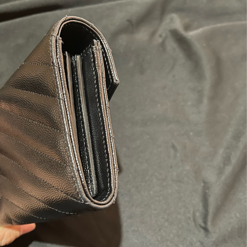 YSL聖羅蘭SAINT LAURENT 金釦荔枝皮長夾-8