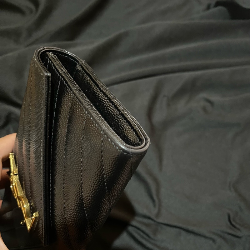 YSL聖羅蘭SAINT LAURENT 金釦荔枝皮長夾-10