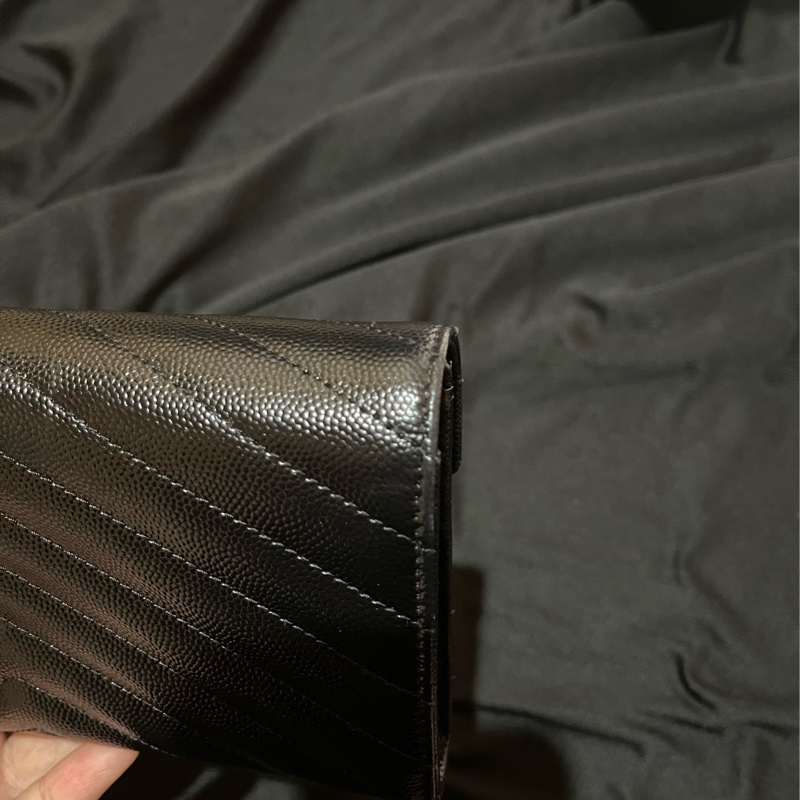 YSL聖羅蘭SAINT LAURENT 金釦荔枝皮長夾-12