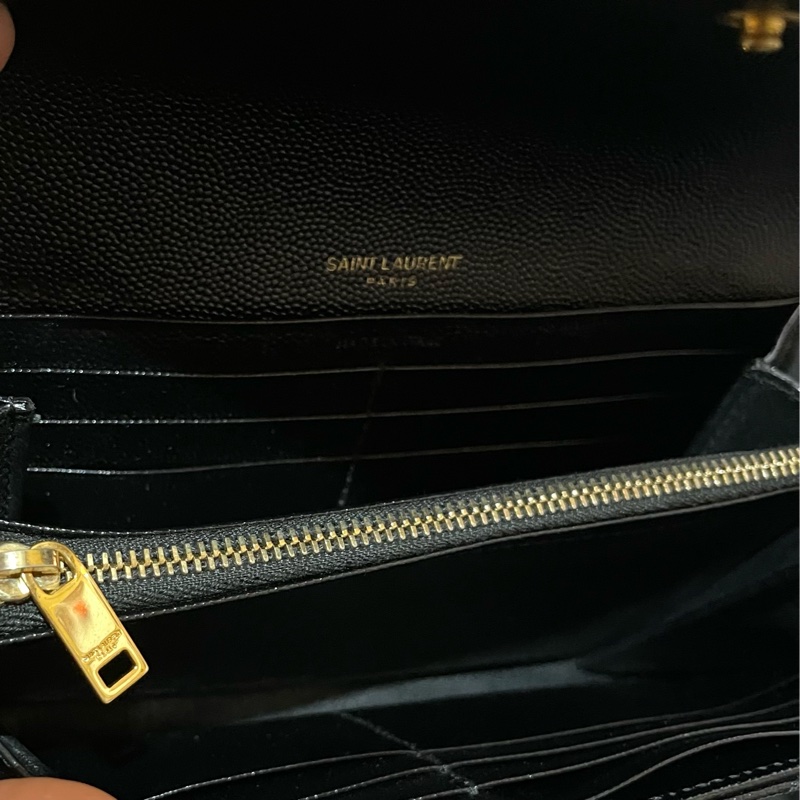 YSL聖羅蘭SAINT LAURENT 金釦荔枝皮長夾-16